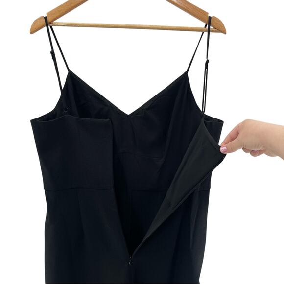 Eliza J Spaghetti Strap V-neck Cropped Jumpsuit Black Pockets Versatile Size 12 - Picture 8 of 14
